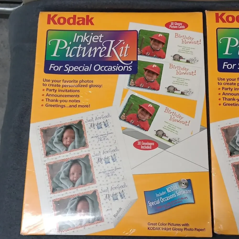 2 New In‎ Package Kodak Inkjet Picture Kit For Special Occasions 60 Glossy Cards